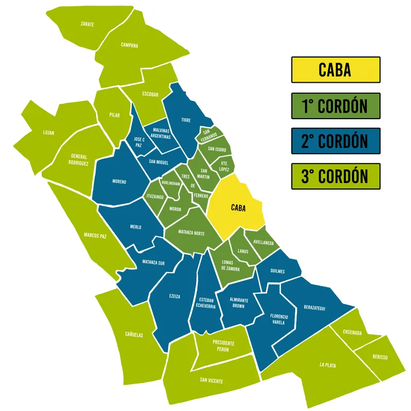 Mapa del área de cobertura de Buenos Aires