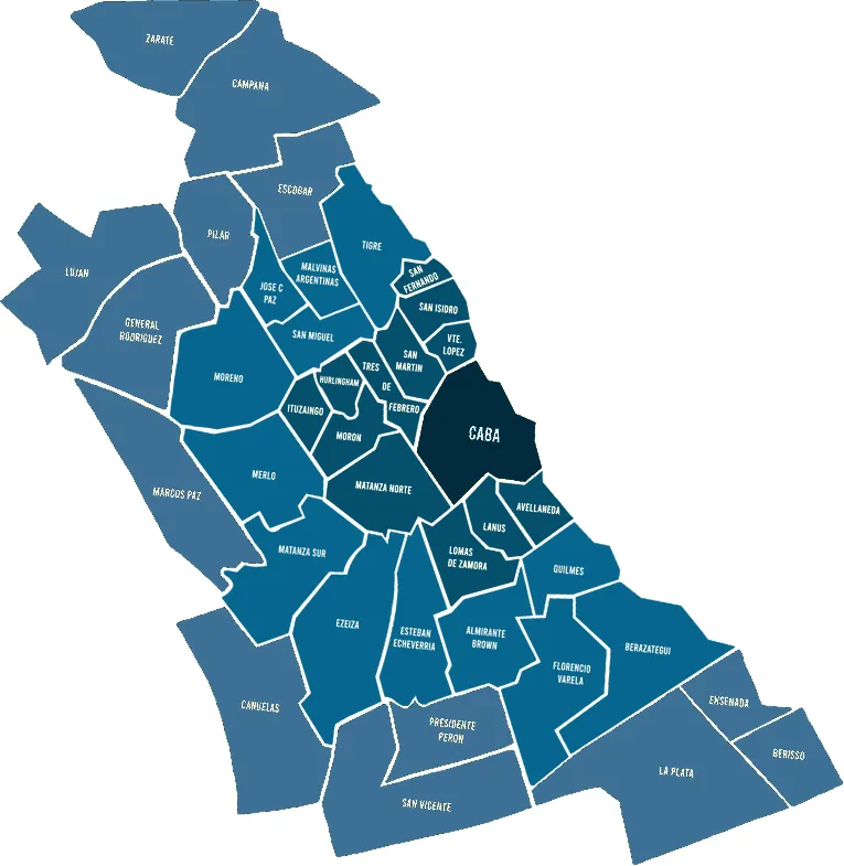 Mapa del área de cobertura de Buenos Aires