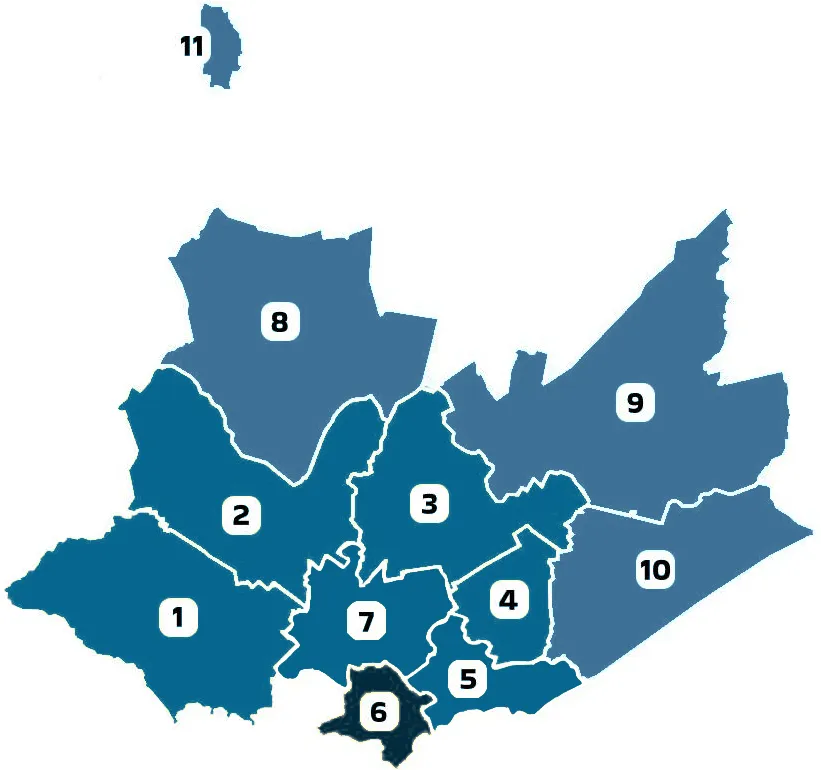 Mapa del área de cobertura de Montevideo